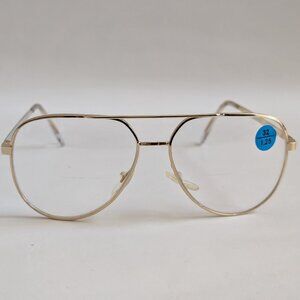 (NWT) Vintage 90's Aviator Metal Bi-Focal Reading Glasses (S. Gold)